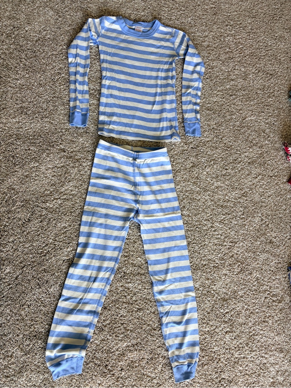 Hanna Andersson Blue and Cream Striped Kids Pajama Set